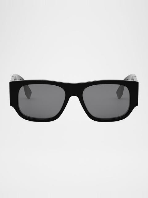 FENDI Men's Fendi Diagonal Acetate Rectangle Sunglasses