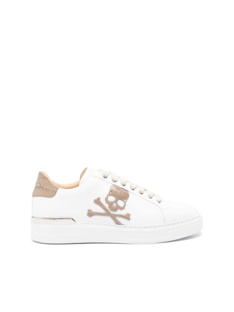PHILIPP PLEIN skull-patch leather sneakers