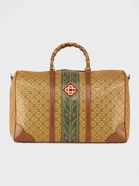 CASABLANCA Men's Monogram Leather Weekender Duffel Bag