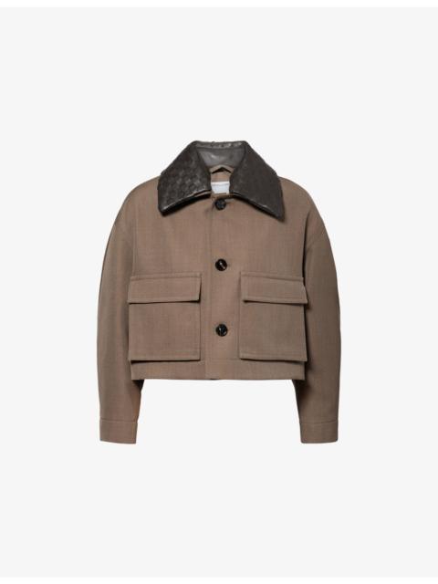 Bottega Veneta Intrecciato-Collar Wool Twill Jacket