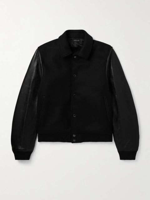 John Elliott Wool-Blend and Leather Varsity Jacket
