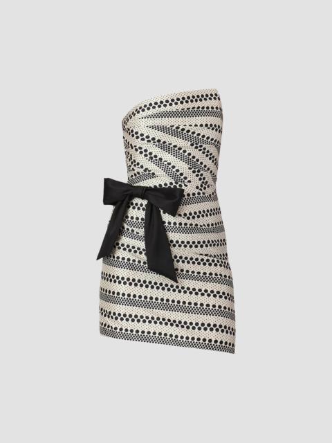 Shoshanna Women's Shelley Geometric-Pattern Bow Strapless Mini Dress - Ecru Jet