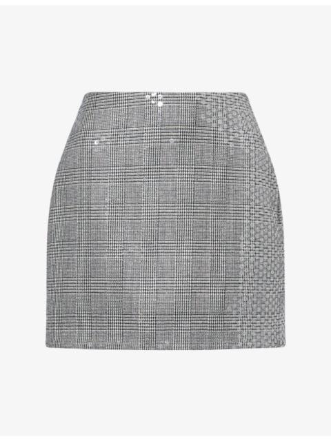 David Koma Checked Sequin-Embellished Wool Mini Skirt