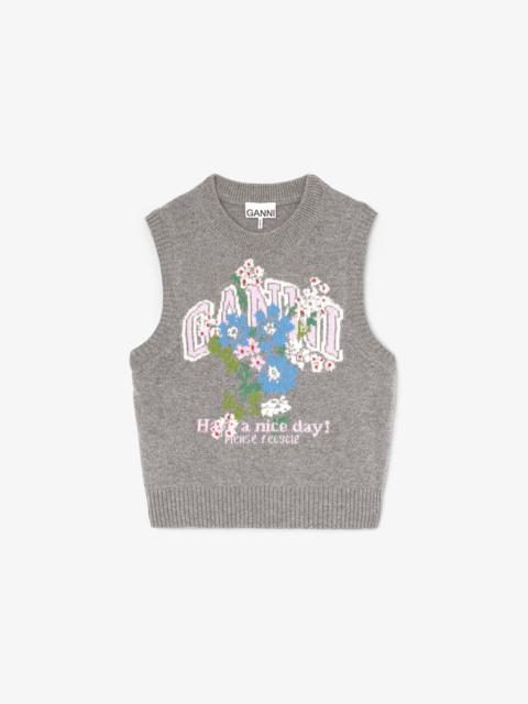 GANNI VEST WITH FLOWERS