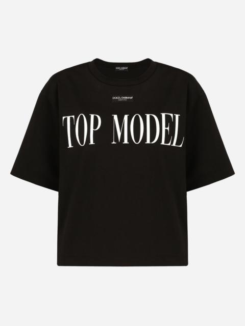 Jersey T-shirt with top model print