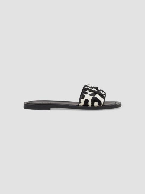 FENDI Women's Calf Hair Slides - Black White