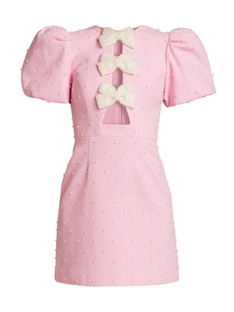REBECCA VALLANCE Women's Veronica Pearl Bow Puff-Sleeve Minidress - Pink