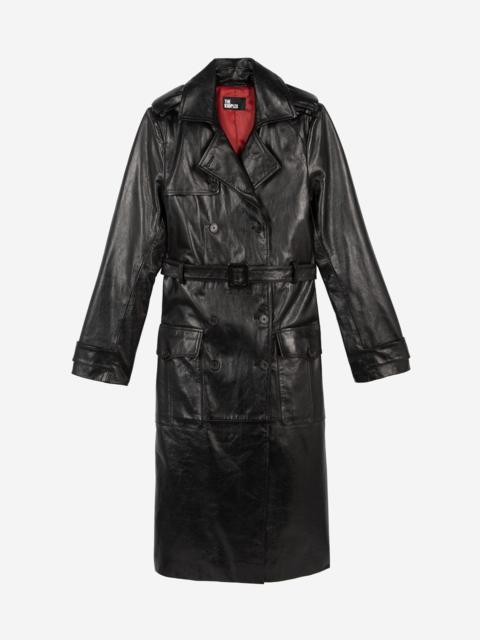 The Kooples LONG BLACK LEATHER TRENCH COAT