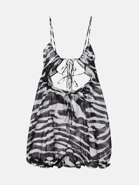 THE ATTICO Zebra-print cotton muslin romper