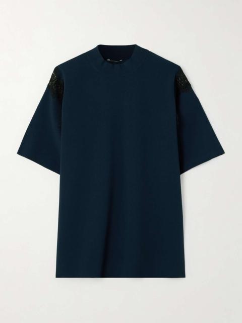 Lace-trimmed crepe-jersey T-shirt