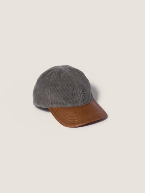 Miu Miu Corduroy and leather baseball cap
