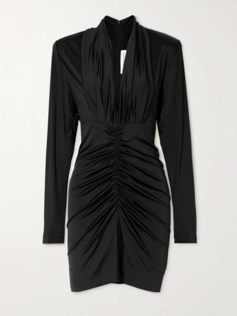Victoria Beckham Ruched stretch-jersey mini dress Black