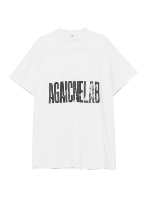 BALENCIAGA Agaicnelab Logo Short Sleeve Tee Shirt "White Black" 787349 TRVA1 9081