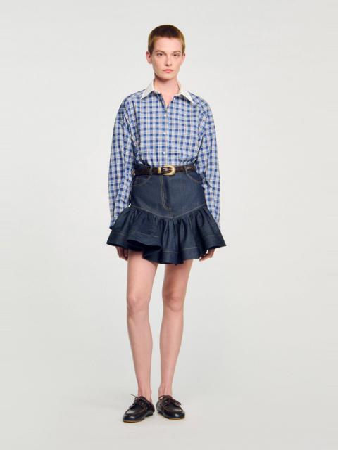 Sandro MINI DENIM RUFFLED SKIRT