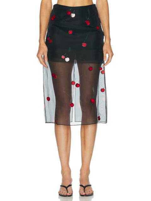 Monse Cherry Embroidery Sheer Skirt