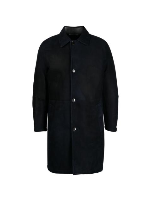 Brioni single-breasted leather coat