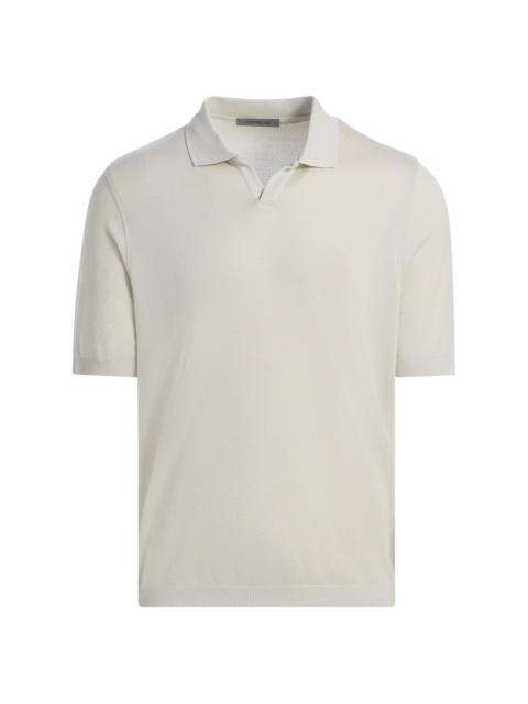 CORNELIANI Men's Textured Cotton Johnny Collar Polo Shirt - White