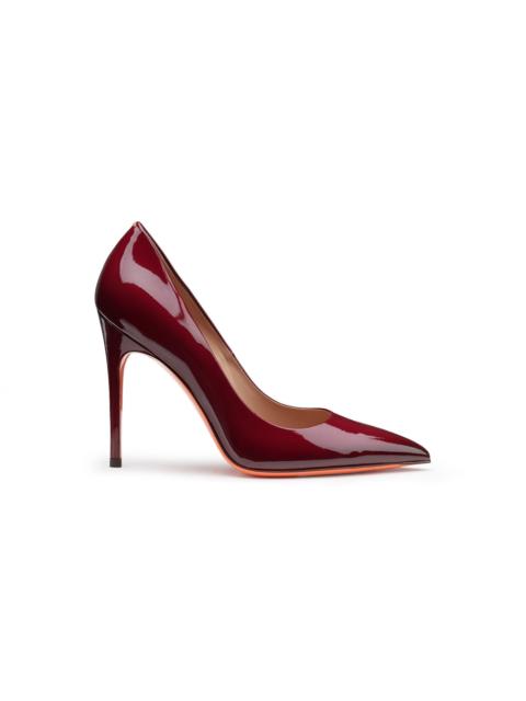 Santoni Women's burgundy patent leather high-heel pump