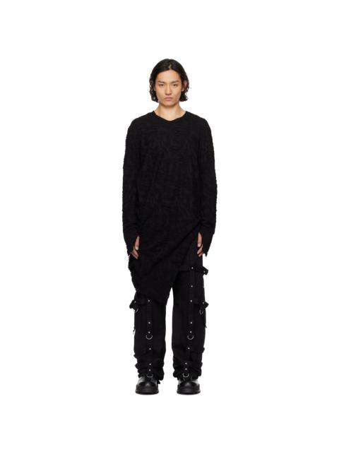 【関税込み】JULIUS ブラック Layered LS Tシャツ ユリウス JULIUS Cotton SZ Jersey Printed Layered T-shirt