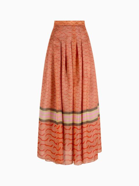 GIORGIO ARMANI LONG, SILK-ORGANZA SKIRT WITH TIGER PRINT