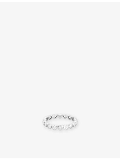 ASTRID & MIYU Bezel Heart Eternity Rhodium-Plated Sterling-Silver And Cubic Zirconia Ring