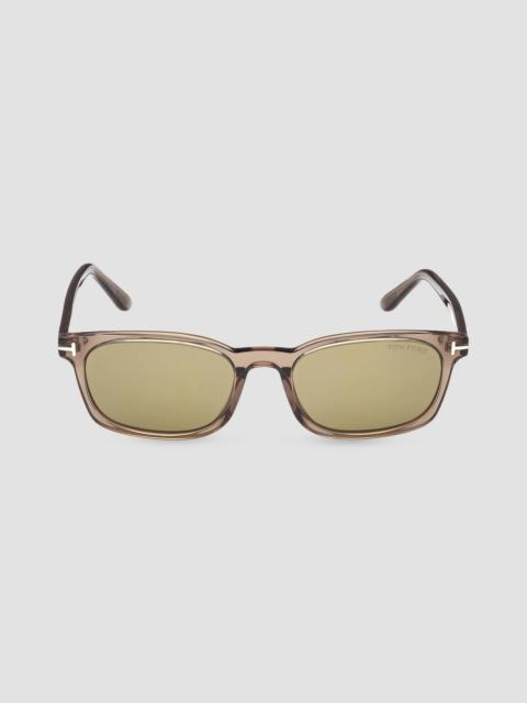 TOM FORD Men's Miles 53MM Rectangular Sunglasses - Dark Beige Green