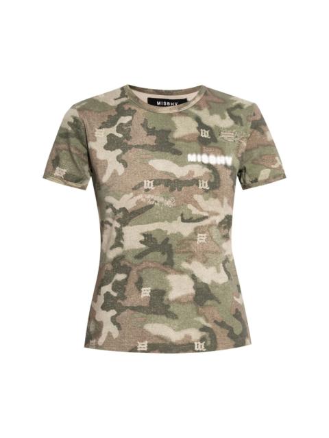 logo-print camo t-shirt