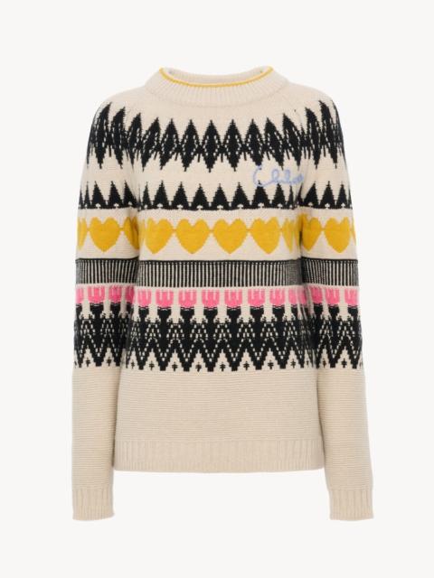 Chloé GENEROUS LOGO SWEATER IN A WOOL & CASHMERE KNIT