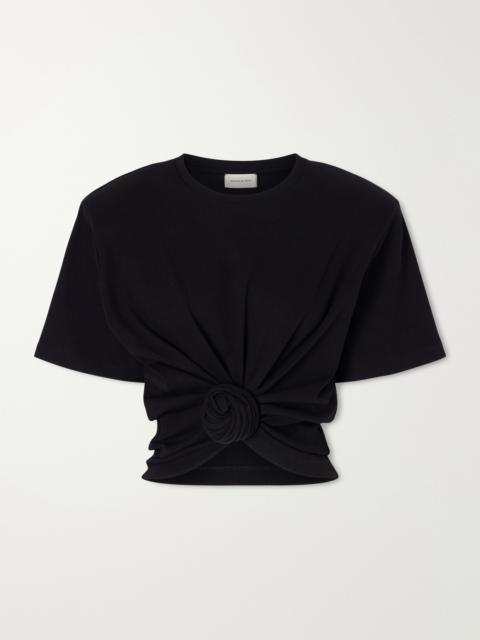 MAGDA BUTRYM Gathered Ribbed Cotton-blend T-shirt