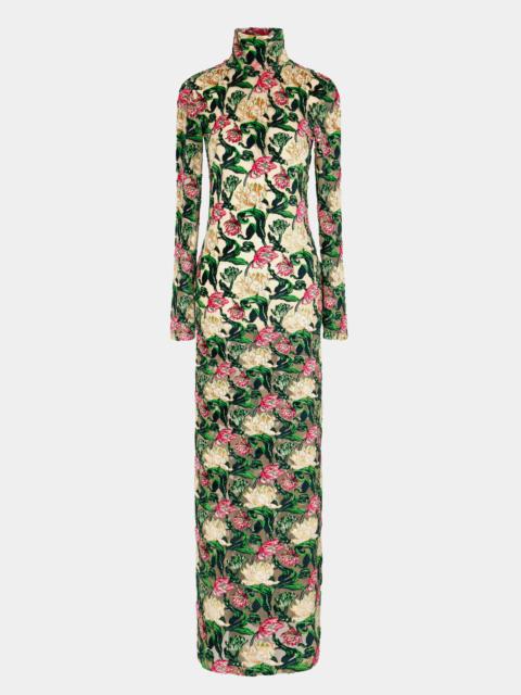 rabanne SUPERFINE FLORAL HIGH TURTLENECK DRESS