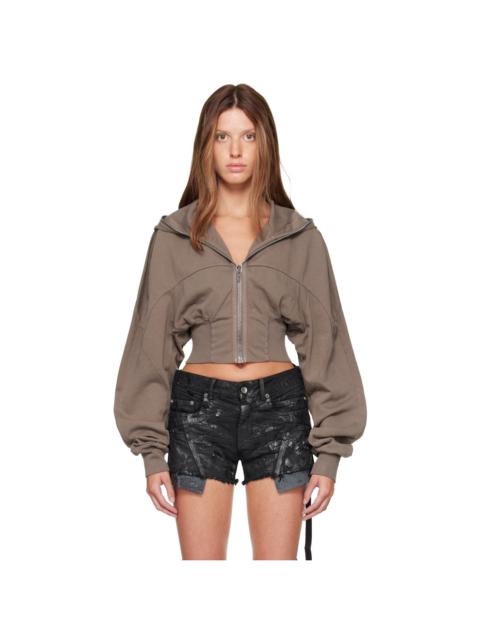 Rick Owens DRKSHDW Brown Tower Collage Hoodie