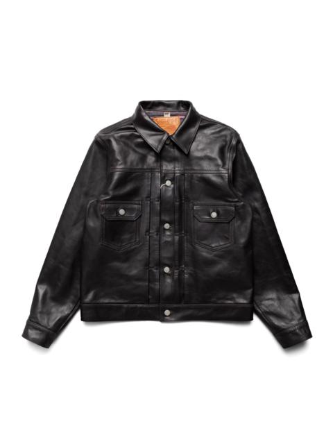 SUGAR CANE Black Horsehide Leather Jacket 1953 Model - Black