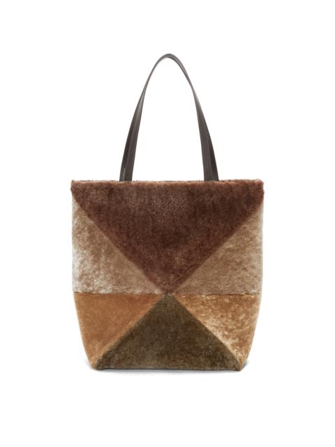 Large Puzzle Fold tote in shearling