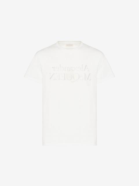 Alexander McQueen Men's Reflected Logo T-shirt in White