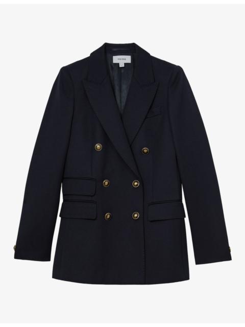 REISS Lauryn Double-Breasted Wool-Blend Blazer