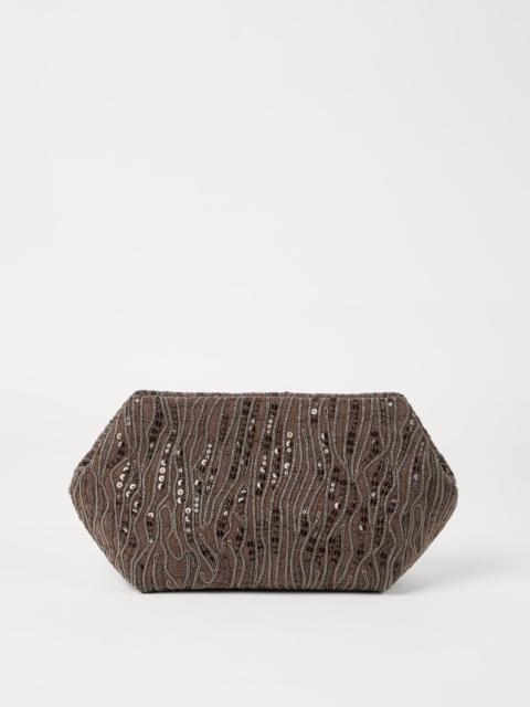 Brunello Cucinelli Glistening abstract embroidery pouch bag