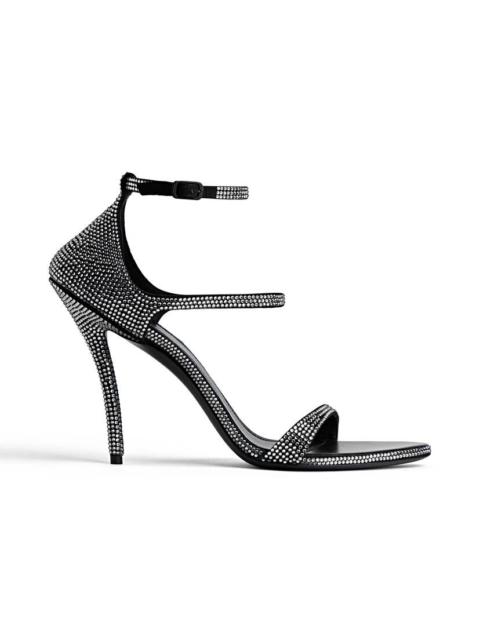 BALENCIAGA Women's Honey 110mm Sandal With Rhinestones  in Black/grey