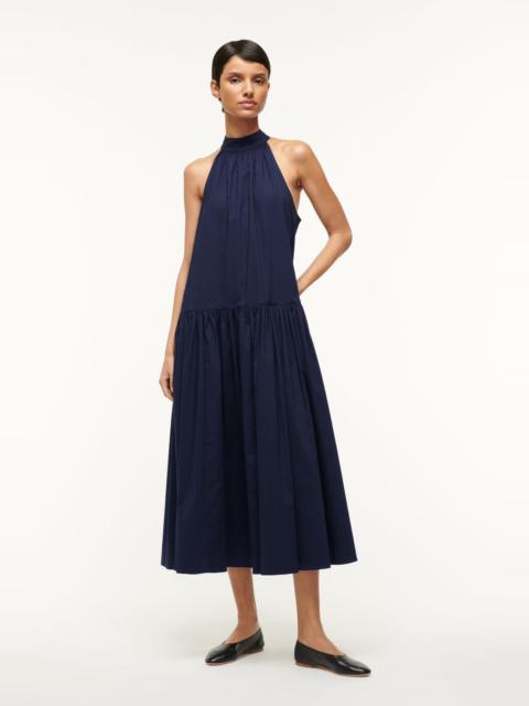 STAUD STAUD MIDI MARLOWE DRESS NAVY