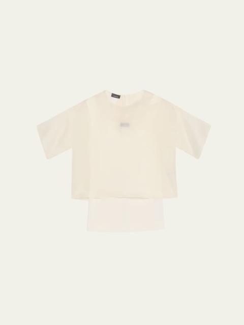 AKRIS 3D Anemone Silk Organza Blouse