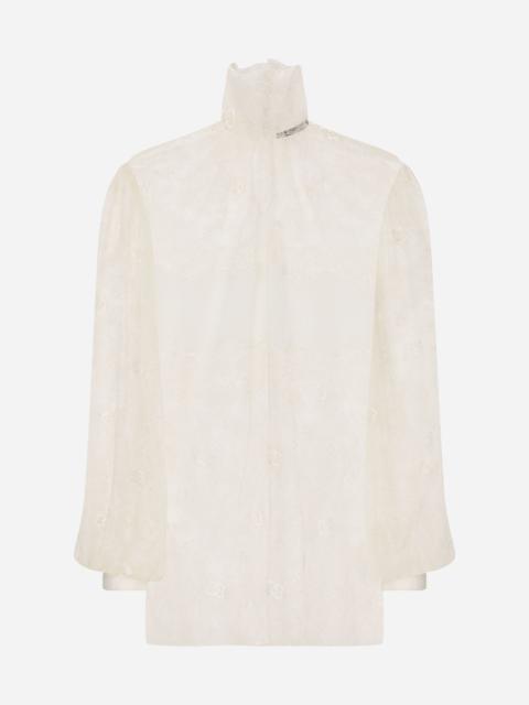 Dolce & Gabbana Floral lace turtle-neck blouse