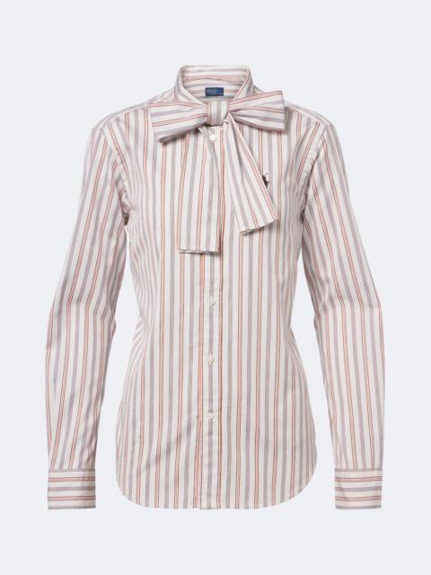Polo Ralph Lauren Bow-detail striped cotton poplin shirt