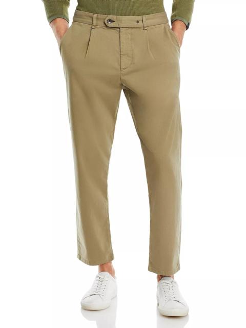 Cotton Blend Classic Fit Pleated Chino Pants