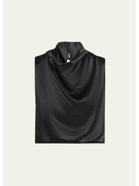 AEXAE Silk Cowl-Neck Top