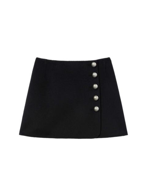 side-button fastening wool miniskirt