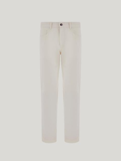 Canali WHITE FIVE POCKET PANTS WITH A REGULAR FIT IN COTTON AND SILK GABARDINE