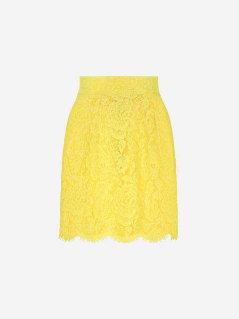 Dolce & Gabbana Branded floral cordonetto lace miniskirt