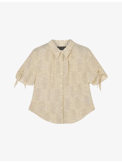 WHISTLES Patterned Tie-Sleeve Woven Shirt