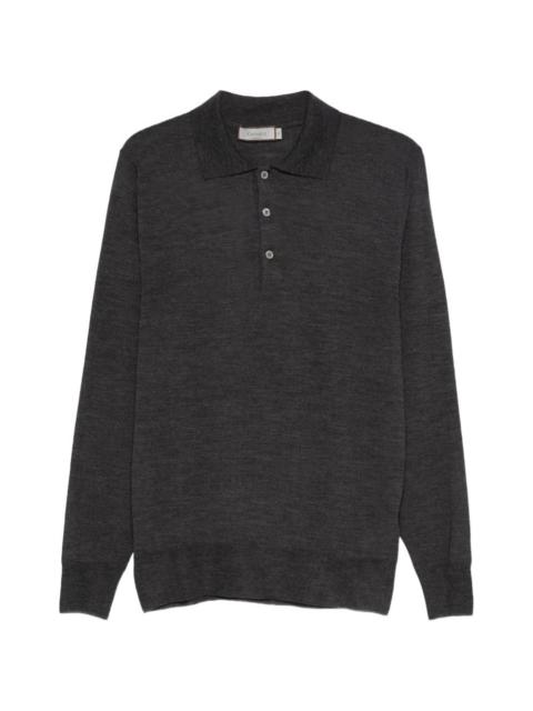 Canali button wool polo shirt
