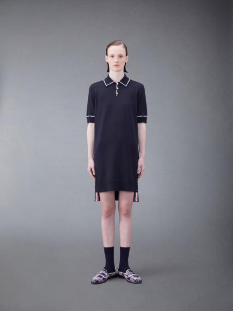 Silk Cotton Jersey Embroidered Short Sleeve Polo Dress