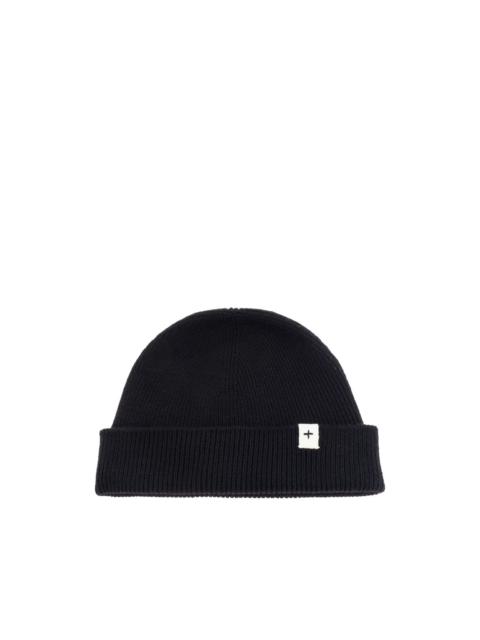 Jil Sander ribbed logo beanie hat